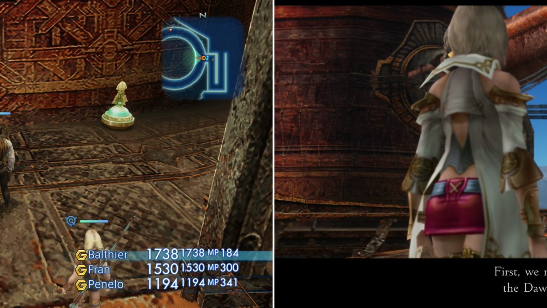 On the first platform you can find maps to the Nam-Yensa and Ogir-Yensa Sandsea (left). As you leave the first area, Vossler will show up and join your party as a guest (right).