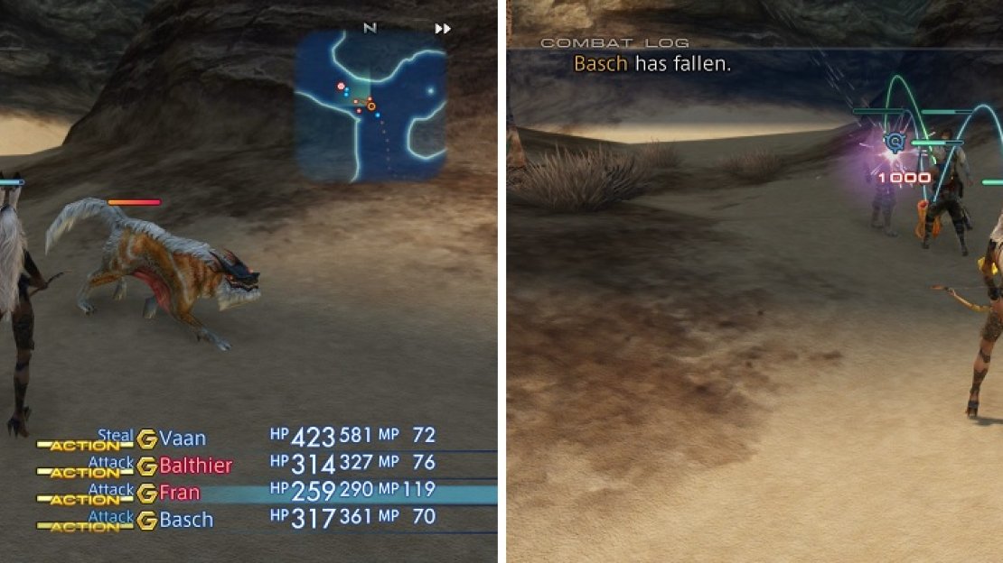 The Flowering Cactoid will run, bringing other enemies into the fight (left). When it gets low on health, watching out for its 1,000 Needles attack (right).