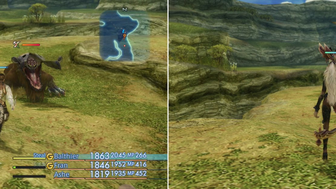 Defeat the Bull Croc (left) and Aeros will fly over (right).