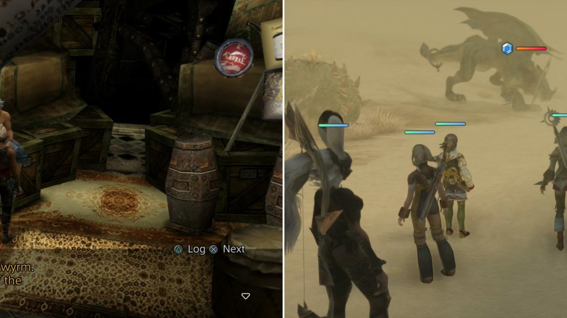 Speak to Balzac in Lowtown to learn about his Mark, the Ring Wyrm (left). You’ll find Ring Wyrm in the Windtrace Dunes zone, as long as there’s a sandstorm active (right).