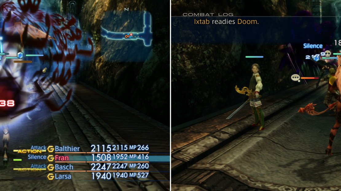 Ixtab will use a variety of nasty magicks and technicks on you (left), but much of his offense can be neutralized by inflicting Silence (right).