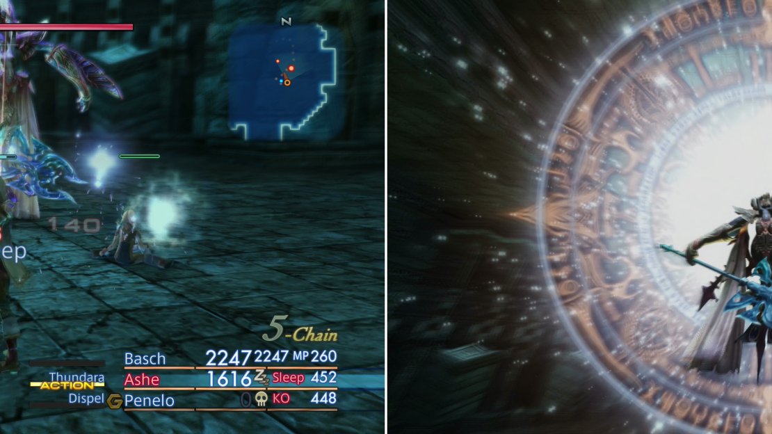 If you Dispel Mateus’s Reflect, you may get enough of a window to use Thundara to clear up Mateus’s minions (left). Be wary, however, as she’ll use Blizzaja when she’s hard pressed (right).