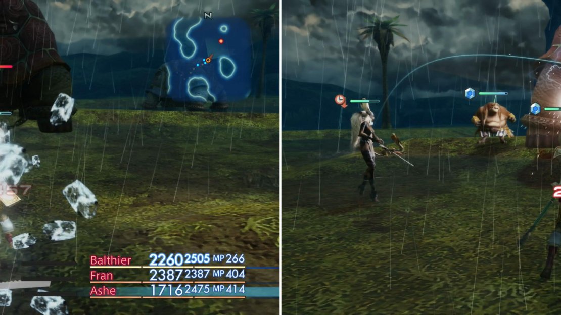 Gil Snapper will fight back with a variety of attacks, including Blizzara (left). It’s also susceptible to a host of status effects, and is weak to Lightning (right).