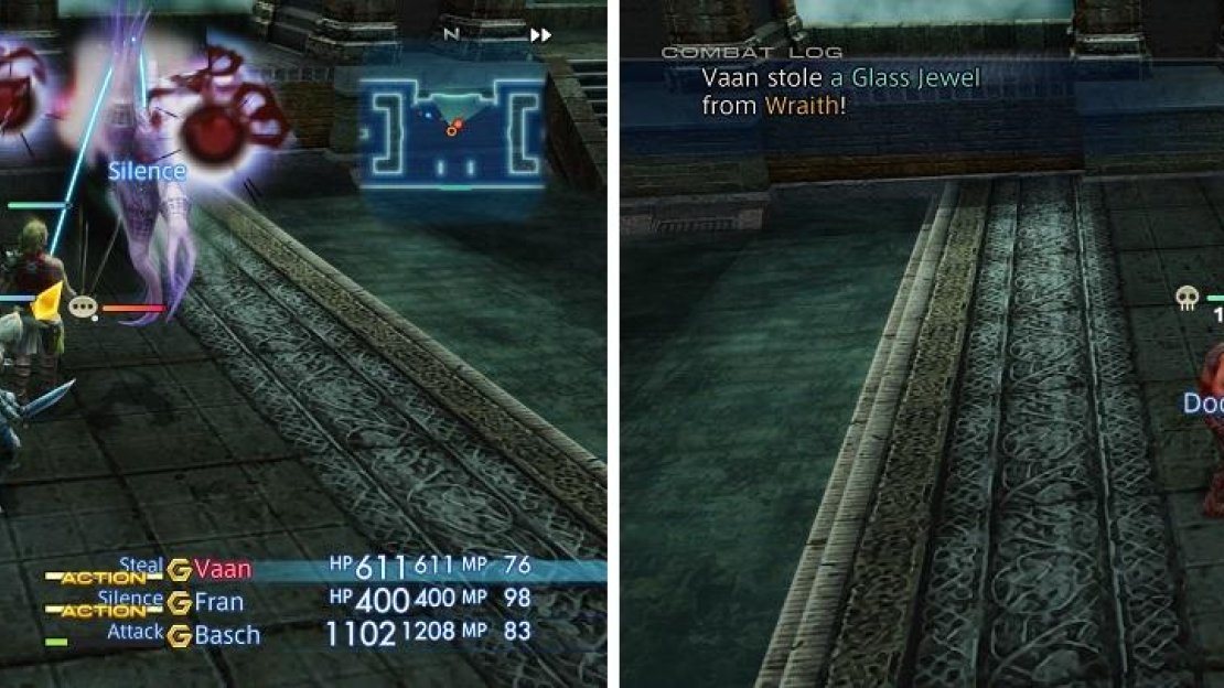 Silencing the Wraith (left) will make the battle very easy by blocking its magicks. The Wraith will start the fight with Doom on all party members (right), which will kill a character when the timer runs to zero.