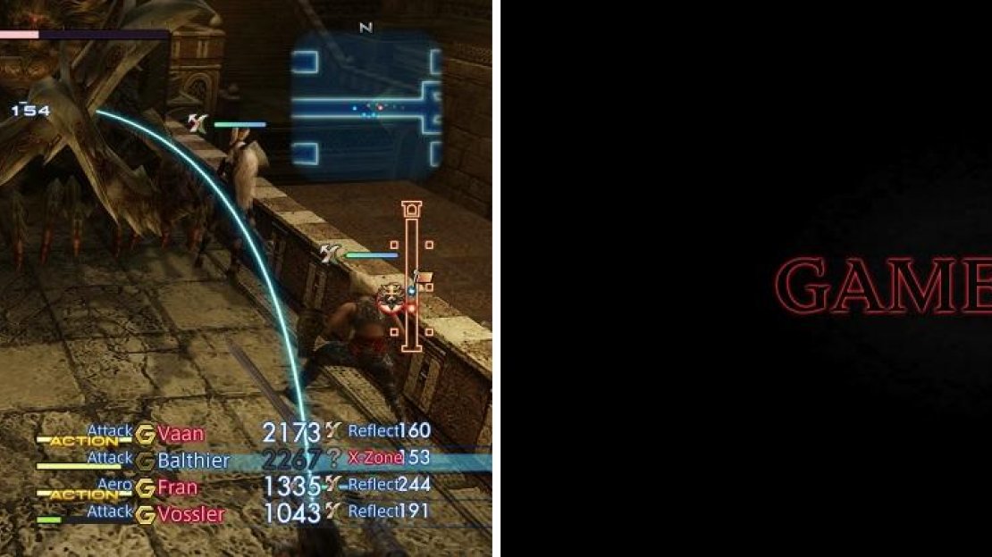 The Demon Wall can remove a party member with Telega, sending them to the X-Zone (left). If you don’t kill it quick enough, it will smash you and cause a game over (right).
