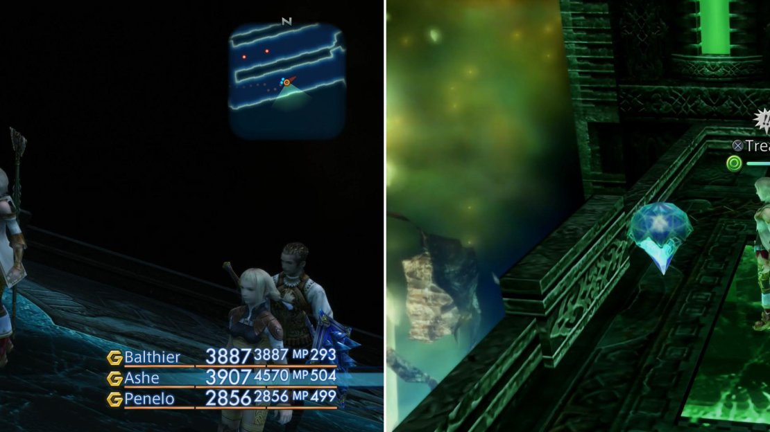 Be sure to look out for treasure crystals, can contain valuable loot - this one will yield an Aegis Shield (left), while later on you’ll find another crystal with the Sleepga magick inside (right).