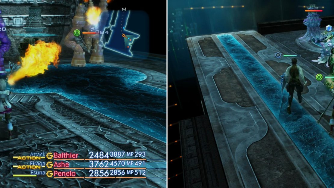 New foes, like the Mythril Golem (left) and the Vivian (right) await you in the depths of Giruvegan.