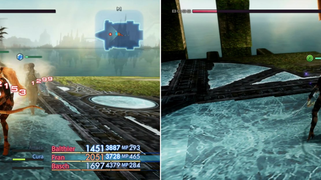 When low on HP Daedalus will start using more devastating attacks (left) and his combo rate will increase dramatically (right).