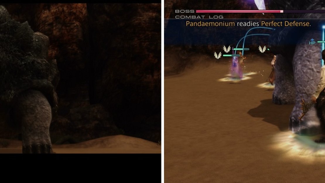 Yep, that’s a giant turtle alright (left). When it gets to a certain HP threshold, it will use Perfect Defense to become immune to all damage (right).