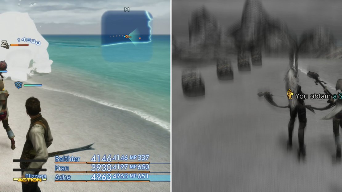 Thalassinon is weak to ice, and magick will not only do great damage, but will also not wake the slumbering beast up (left). After defeating Thalassinon you’ll gain a Shelled Trophy (right).
