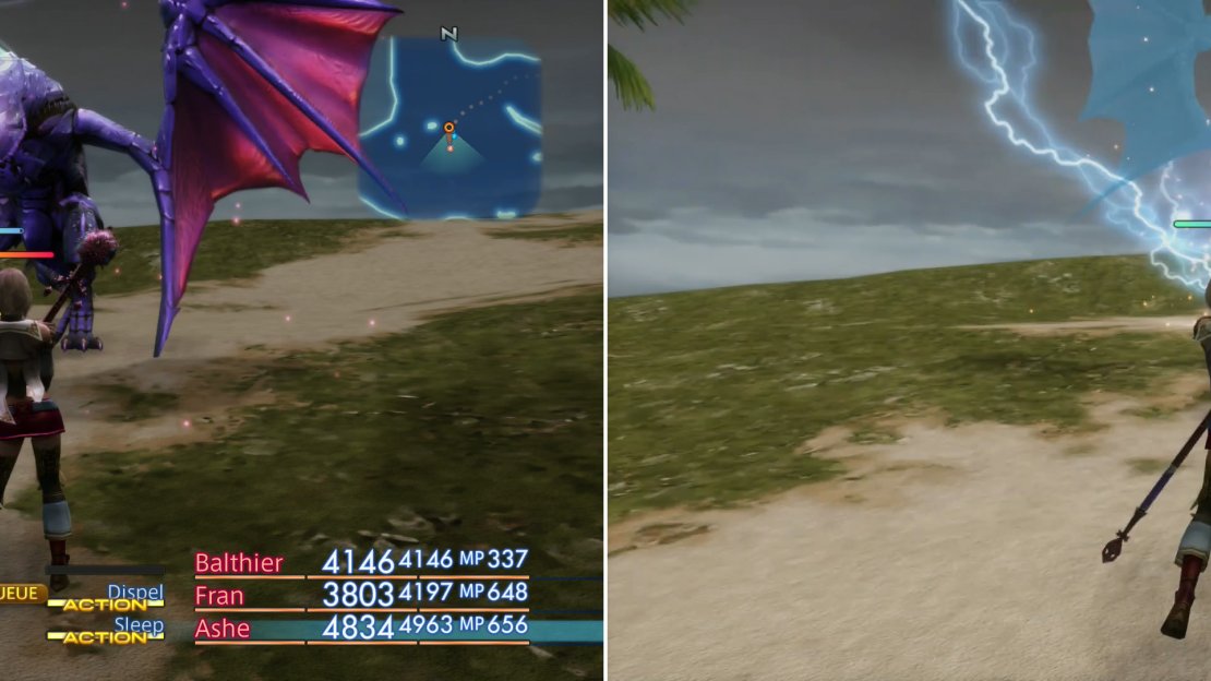 Most Trophy Rare Game should be hit with Dispel as the fight begins (left). Skullash can easily be dispatched with Sleep and Thundaga magicks (right).