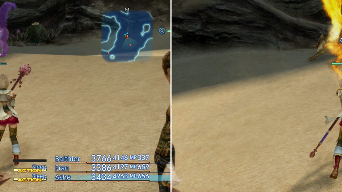 As with many Trophy Rare Game, you can put Kaiser Wolf to Sleep (left) then pelt it with magick (right).