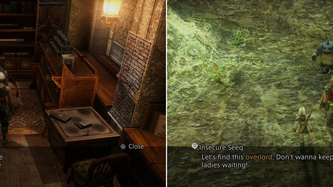Talk to the Insecure Seeq and he’ll tell you his plan (left) then join him in the Sochen Cave Palace (right).