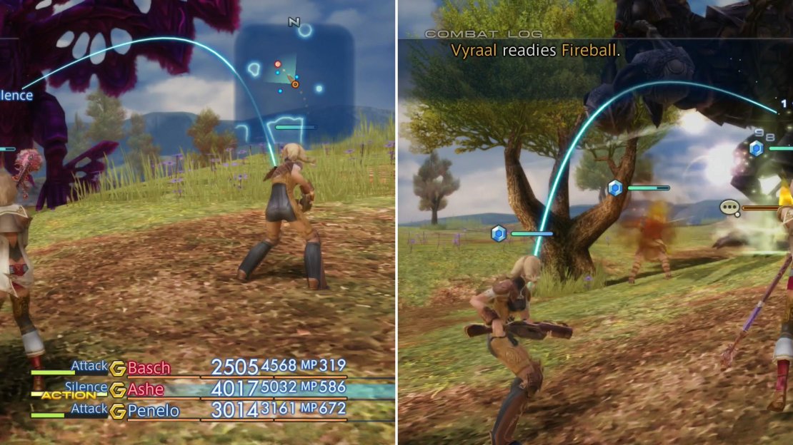 Blind and Silence magicks will help blunt Vyraal’s offense (left) and Aeroga will deal massive damage (right).