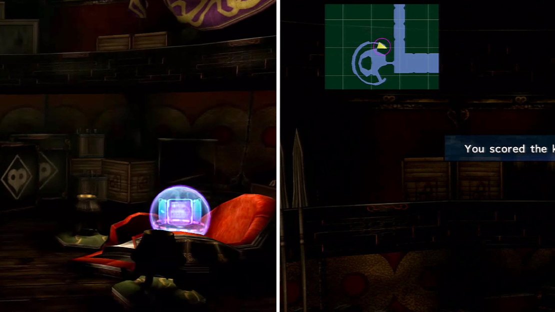 Climb these boxes here (left) and run all the way to the right to acquire the Crimson Sphere 4 (right) chest.