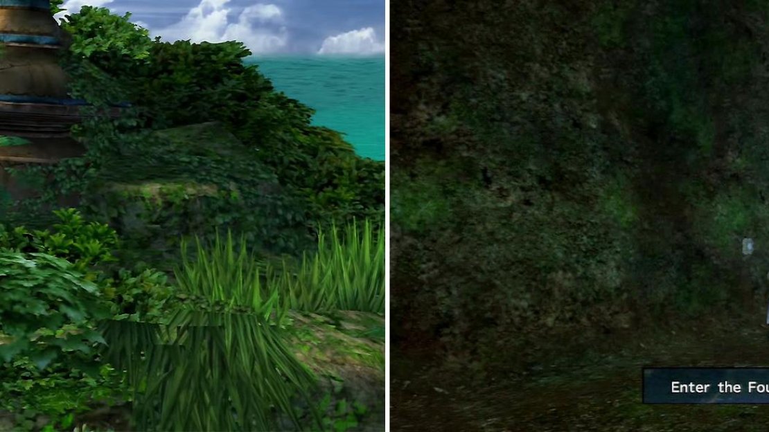 You can find two Ciphers in the beach area (left). The input for the second set is inside the cave (right).