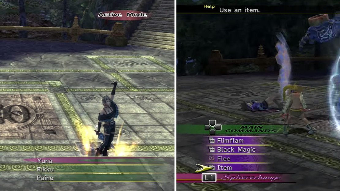 If you insufficiently levelled at this stage, YSLS can be a difficult battle. Its Haymaker (left) causes considerable damage so Protect (right) is a must.