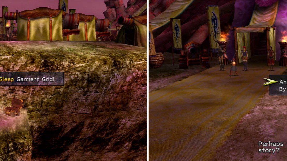 Head down the thin path here (left) to pick up this Garment Grid. If you wish to get 100%, you have to endure all of Maechen’s ramblings (right). Sorry!