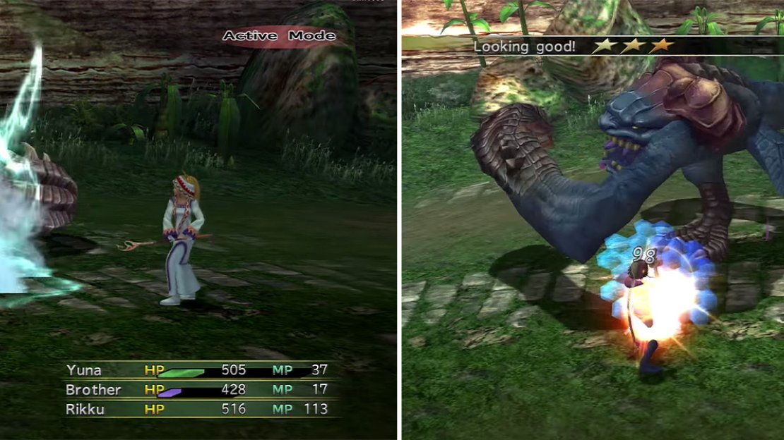 The Chocobo Eater uses second tier spells like Watera (left) and a basic physical attack which you can guard with Protect (right).