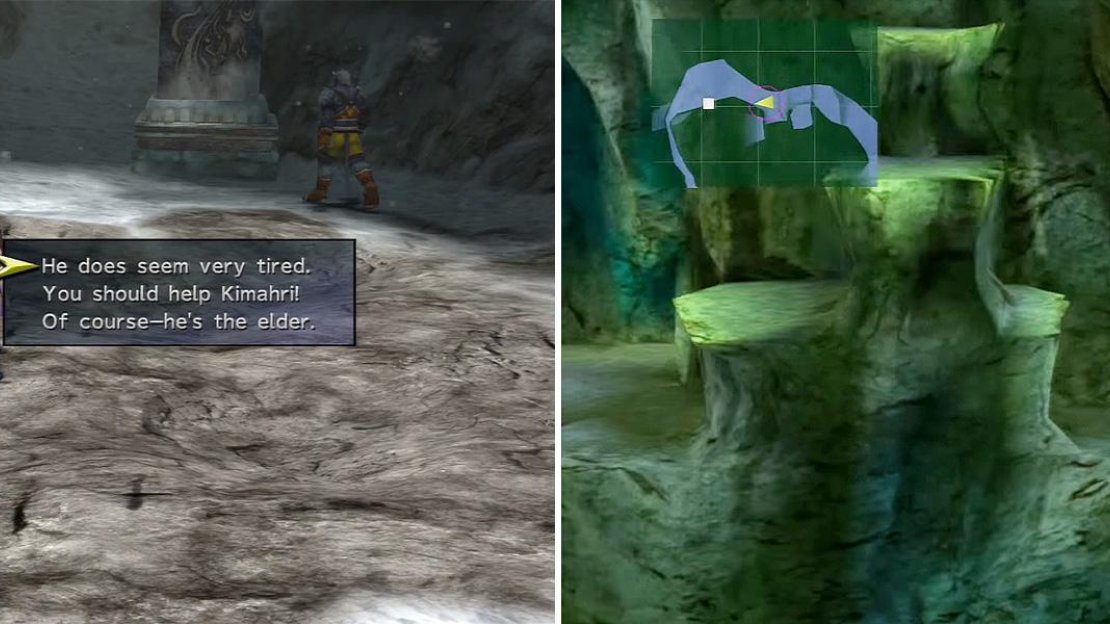 You must speak with the Ronso and give them advice as in Chapter 1 (left). If you follow the She-Goon down here (right) you forfeit 100% completion!