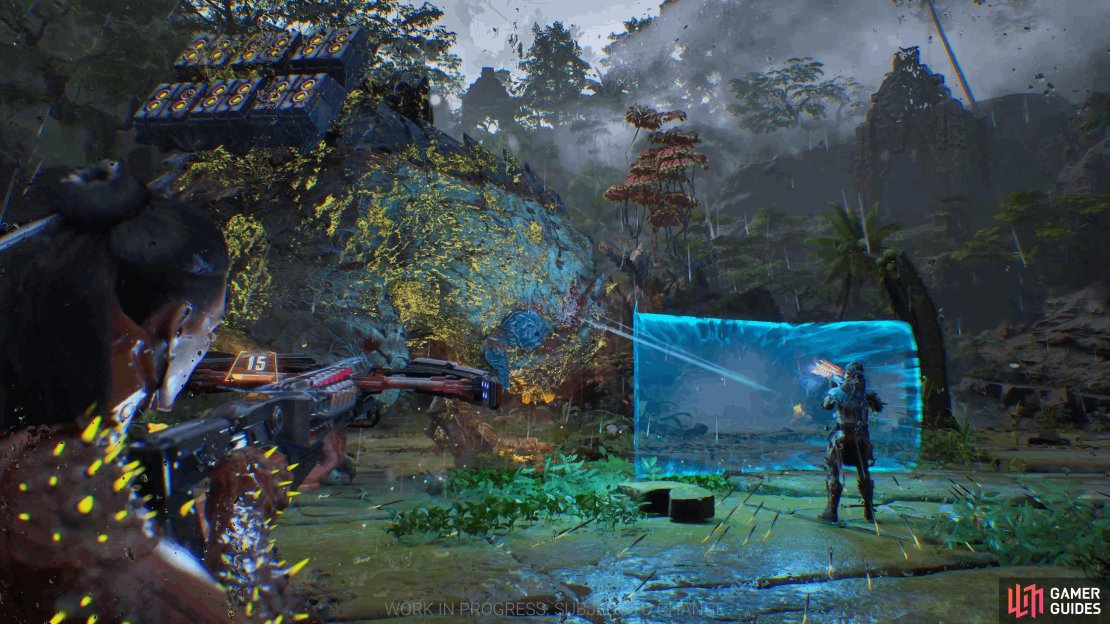 Here you can see the tank placing a shield for the team while the other has poisoned the boss.