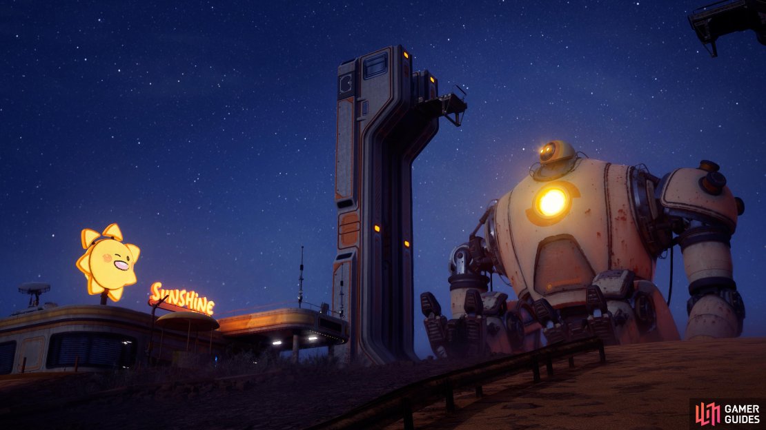 At night, the land becomes freezing, and the robot will charge. Use this time to build your mobile base.