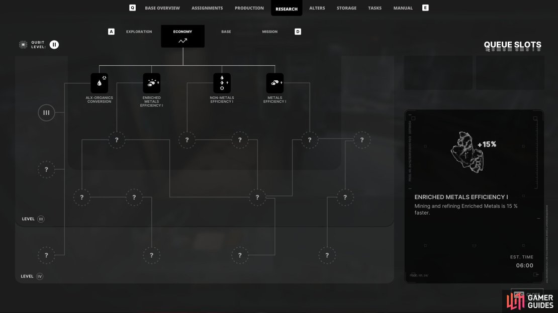 The ability to manage everything to do with your base, alters, and production of items in one menu is a smart choice that makes everything more manageable.