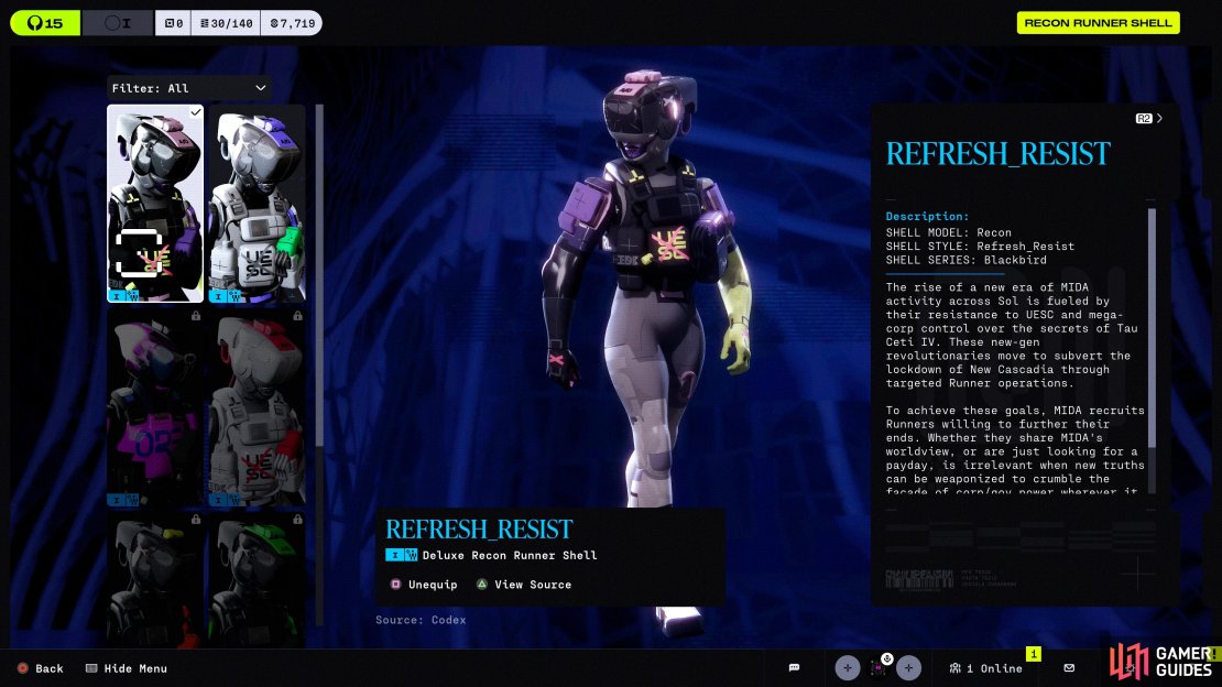 All of the Runner Shells feel distinct, even if the cosmetic options are a bit lacking right now.