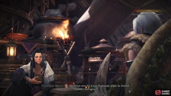 The Third Fleet Master will suggest making an expedition into the Coral Highlands