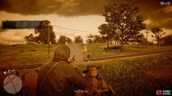 Use Dead Eye for easy headshots on the mounted raiders