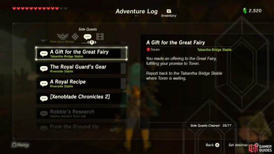 In this case, there is a Great Fairy Fountain in the Tabantha region