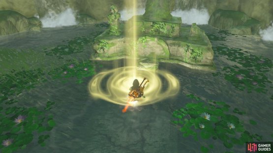 Drop in the water in front of the Goddess Statue