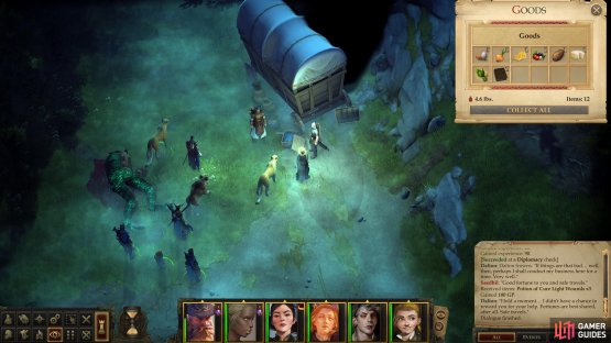 Loot his wagon to score some goodies, including a Token of the Dryad