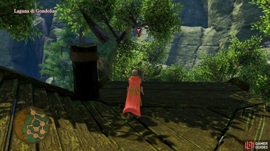 while the third is hanging from a tree to the west of the central swamp.