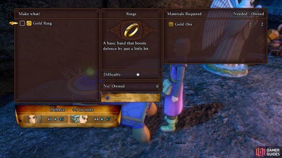 use the nearby Camp to the west to forge the Gold Ring +1 for Quest 05.