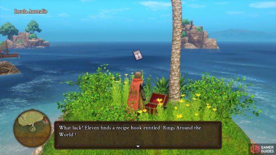 You can find a chest to the south with a new Recipe Book