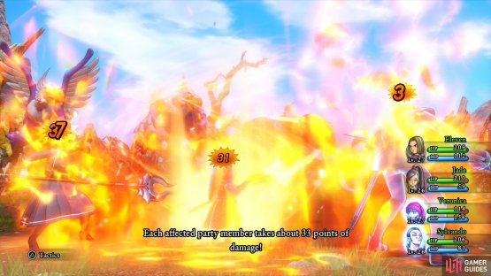 Sizzle is deadly if you don’t manage to put up Magic Barrier and you suffer a Critical Hit
