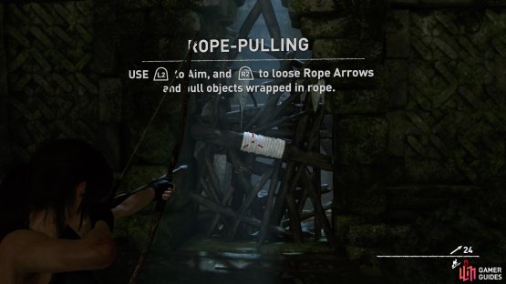 Pull down the blockage with a rope-pull