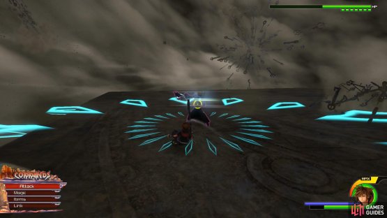 During Xehanorts sandstorm, Young Xehanort can freeze time