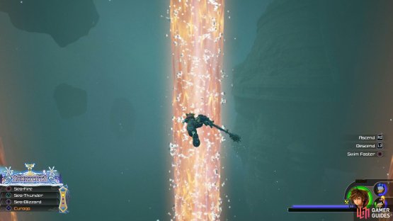 Swim faster to avoid the enclosing Flame Pillars
