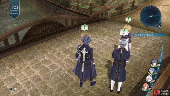 then speak with the family on the bridge to begin the Lost Wallet Side Quest.