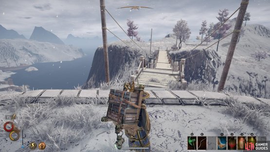 Head over the bridge to the south from the Blue Chamber Collective Conflux Path entrance. Keep going south until the path ends, then turn left over the bridge to the cave entrance.