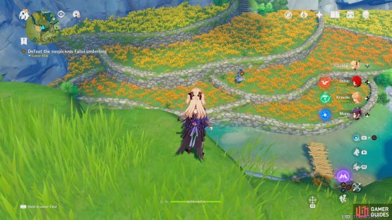 After the scene, glide down and defeat the Fatui Skirmisher