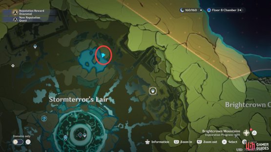The Northeast Stormterror’s Lair Fishing Point is in the lake just to the northeast of the Statue of the Seven.