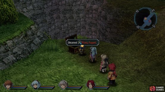 After crossing the bridge, loot two chests to score a Proxy Puppet,