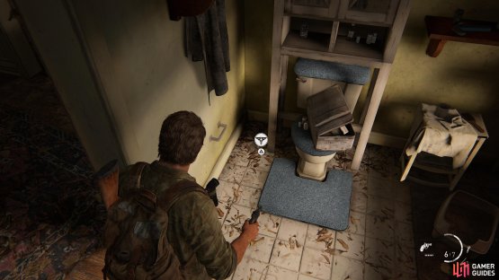 then enter the building and look in the bathroom for a Firefly Pendant.