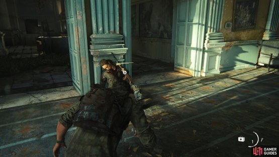 then work your way through the first couple rooms in the building to find the Hunting Rifle.