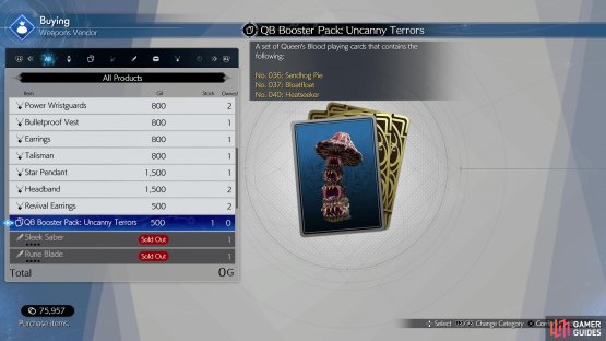 You can purchase the Queen&rsquo;s Blood Booster Pack &ldquo;Uncanny Terrors&rdquo; from the weapon vendor.