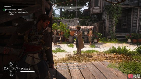 then go snooping around the market for suspicious characters - you’ll find a merchant you can rob for a Deity Figure and 300 reales, but he’s not who you’re looking for