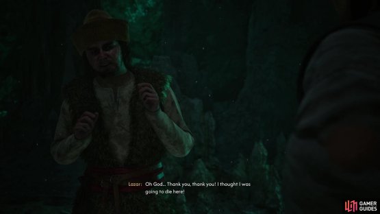 then climb down and meet up with Lazar.